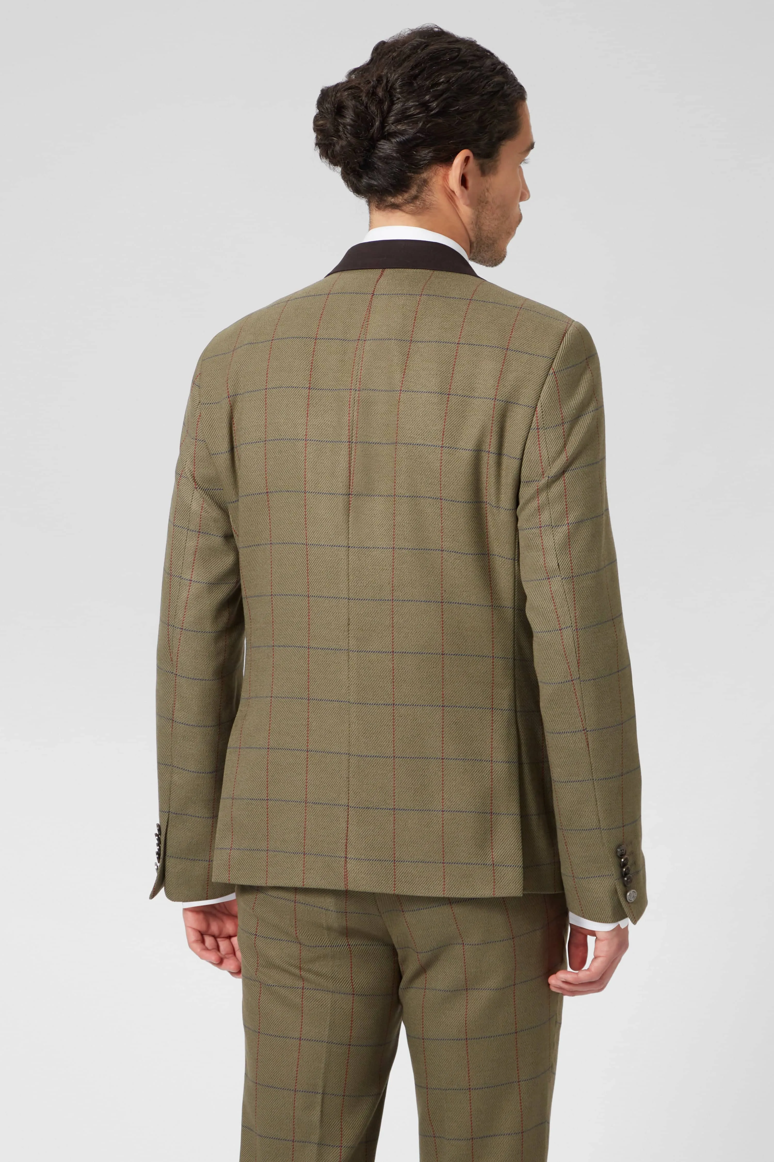 Beadon Slim Fit Khaki Check Tweed Jacket - ARCHIVE