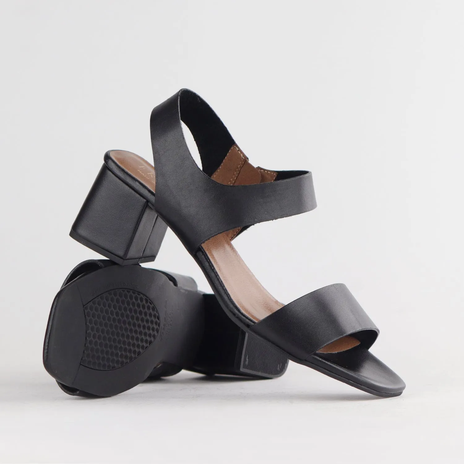 Block Heel Sandal in Black - 12679