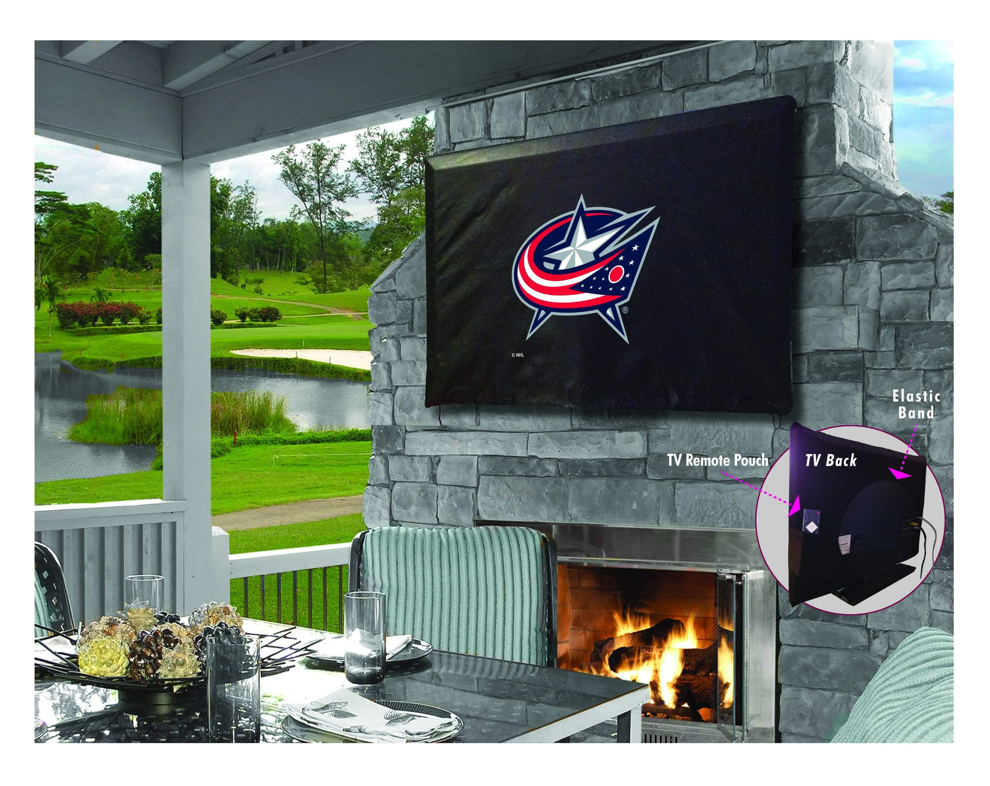 Columbus Blue Jackets HBS Breathable Water Resistant Vinyl TV Cover