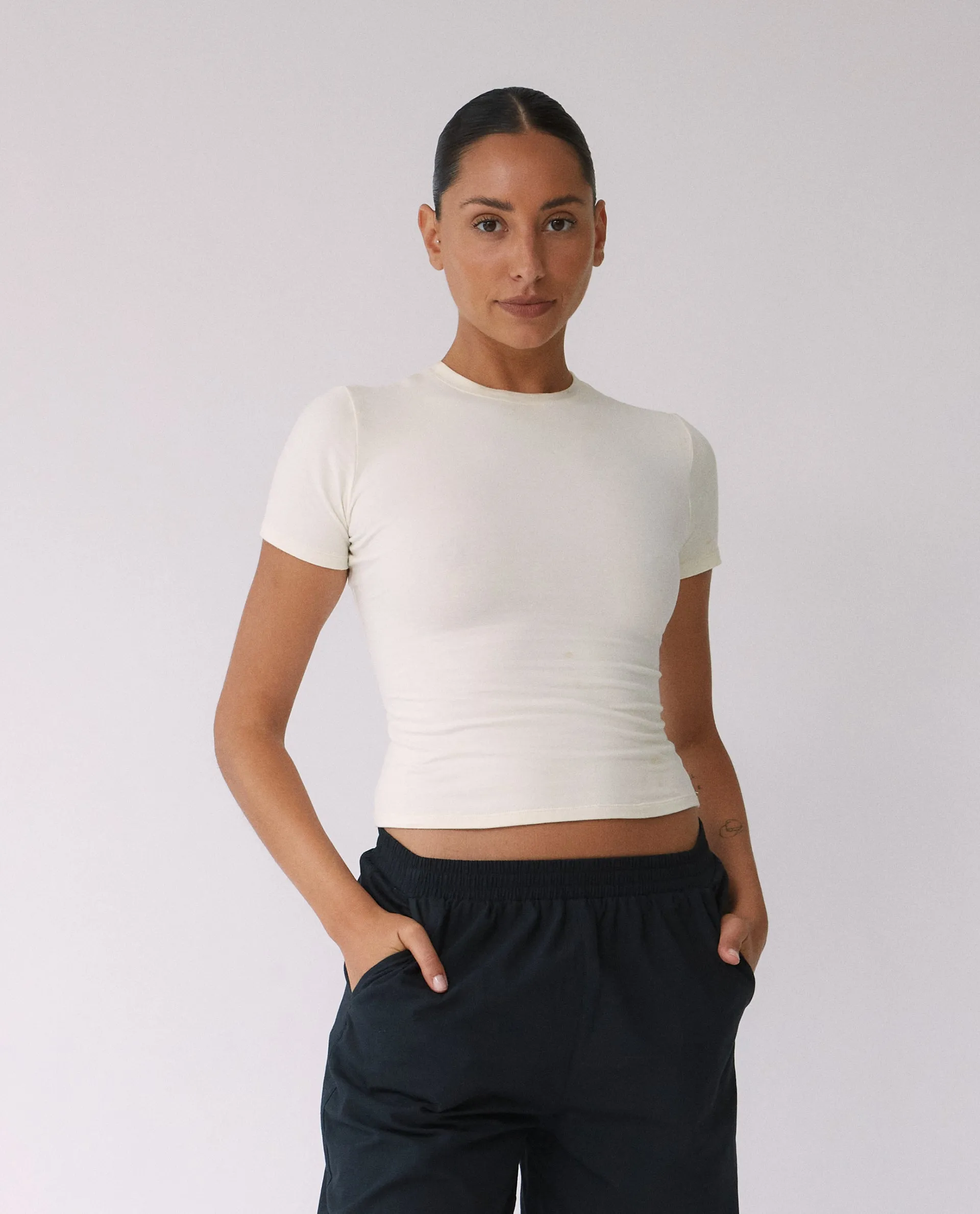 Cotton Short Sleeve Top - Marshmallow White