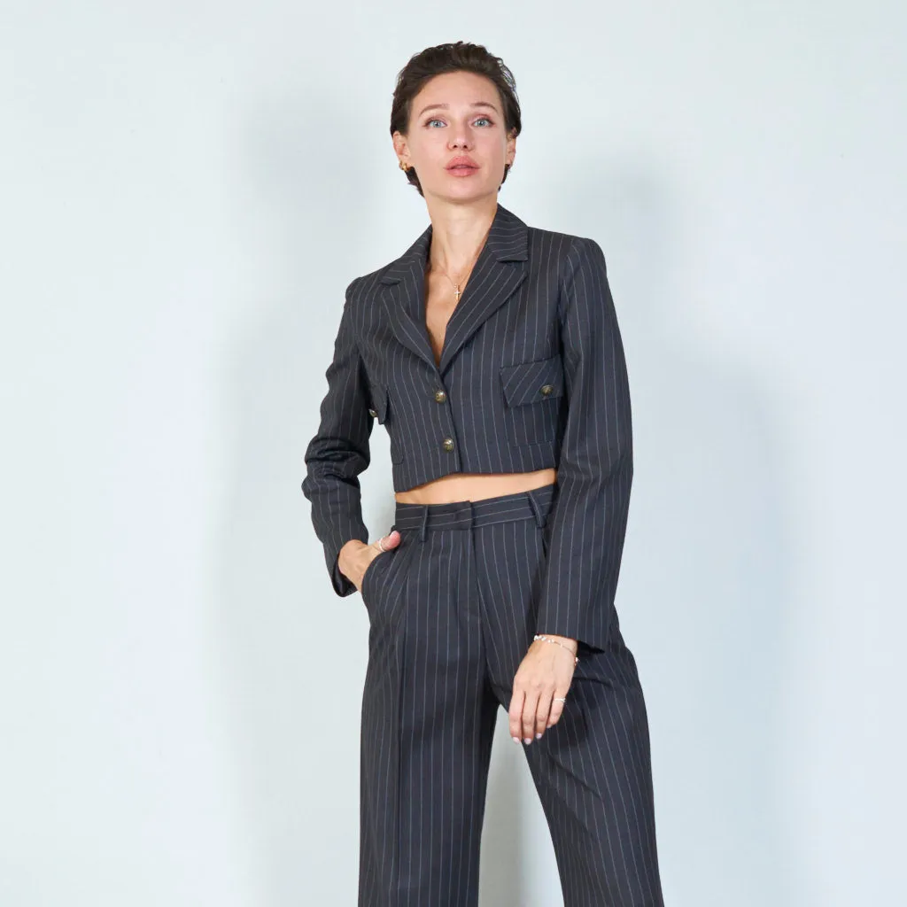 Cropped pinstripe blazer with pocket details wholesale