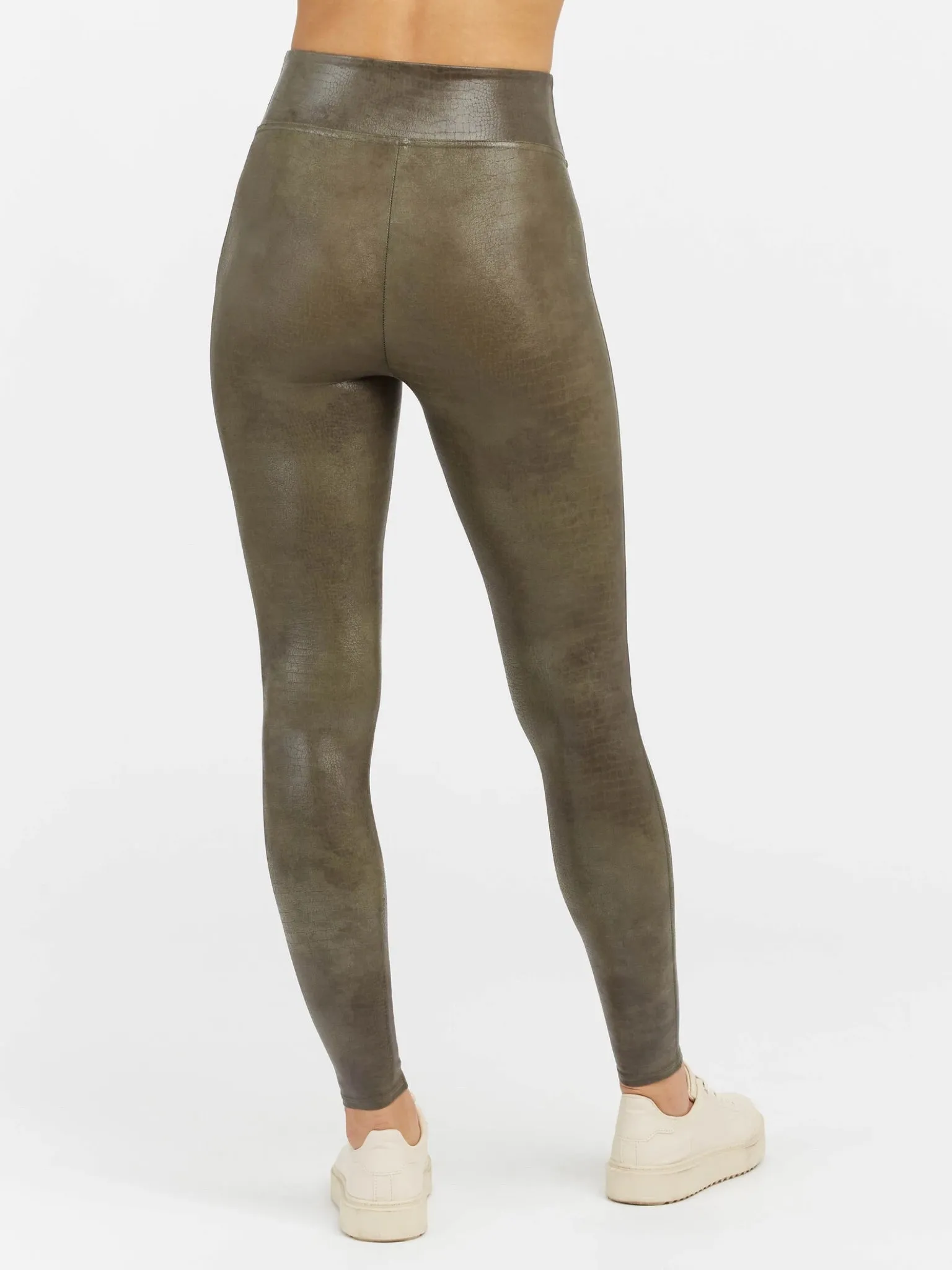 Faux Leather Croc Shine Leggings SPANX - Darkened Olive