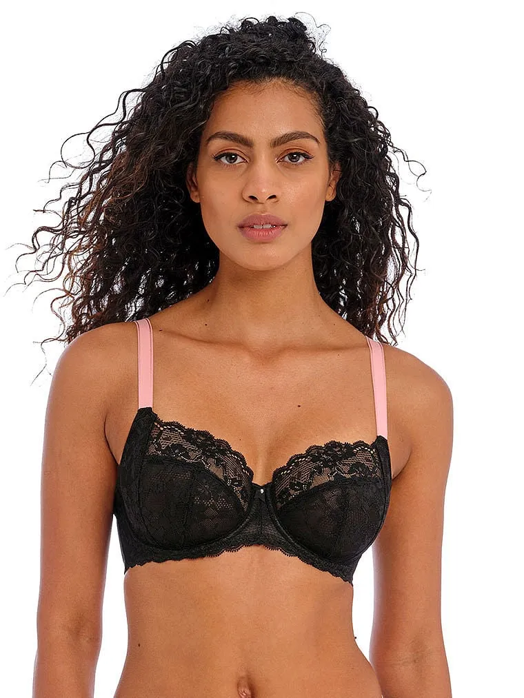 Freya Offbeat Underwire Side Support Bra, Black/Pink