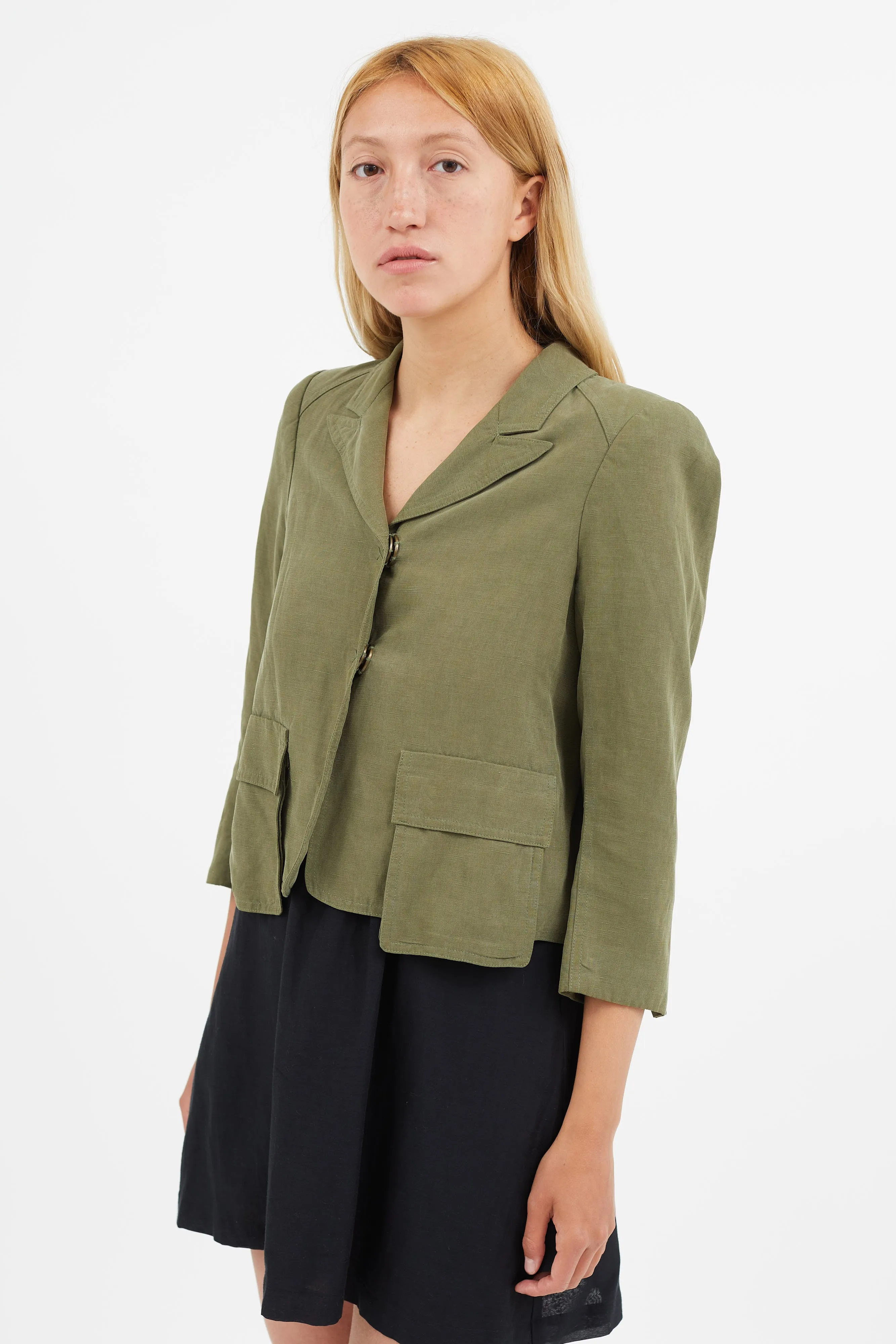 Green Lightweight Cropped Blazer