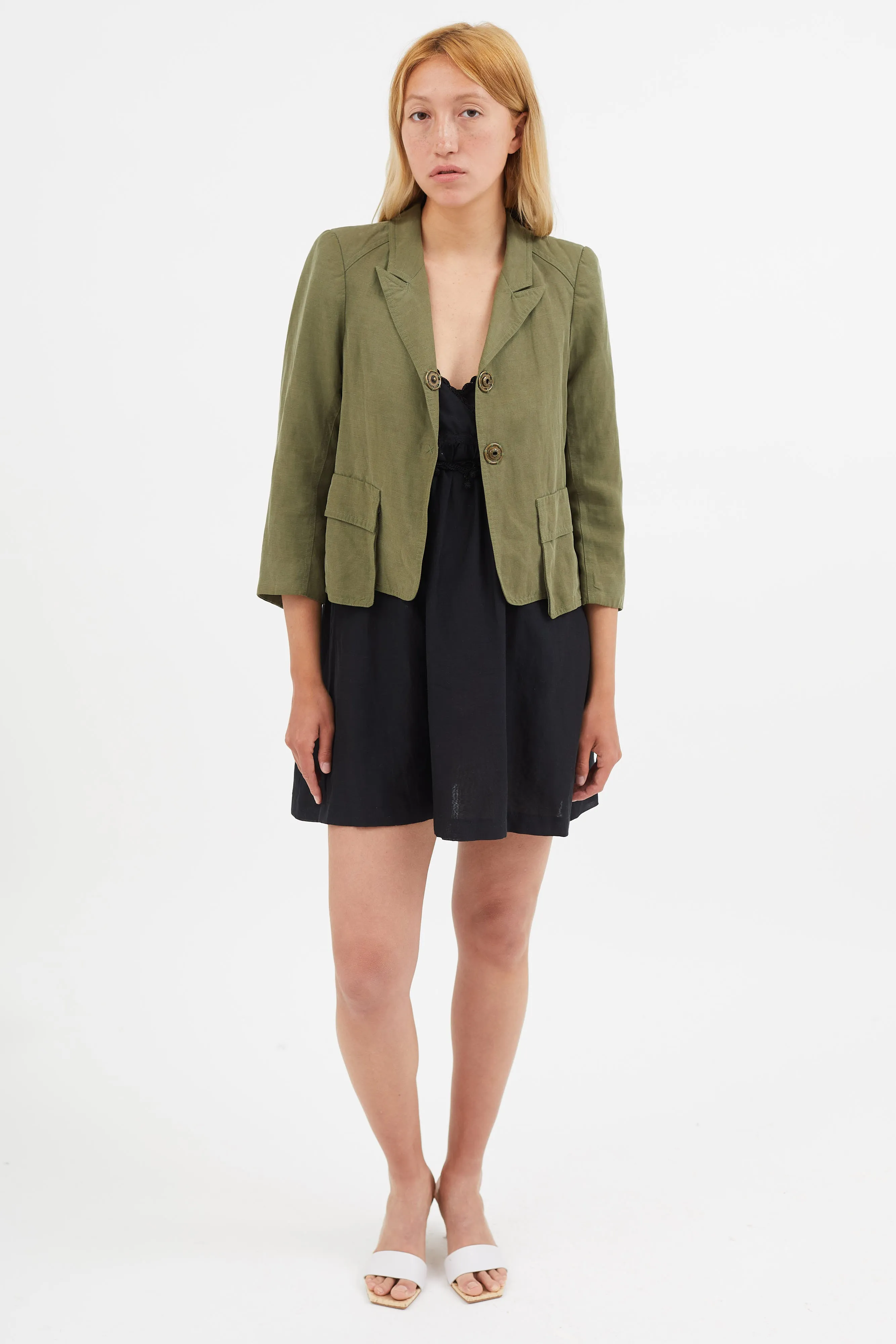 Green Lightweight Cropped Blazer