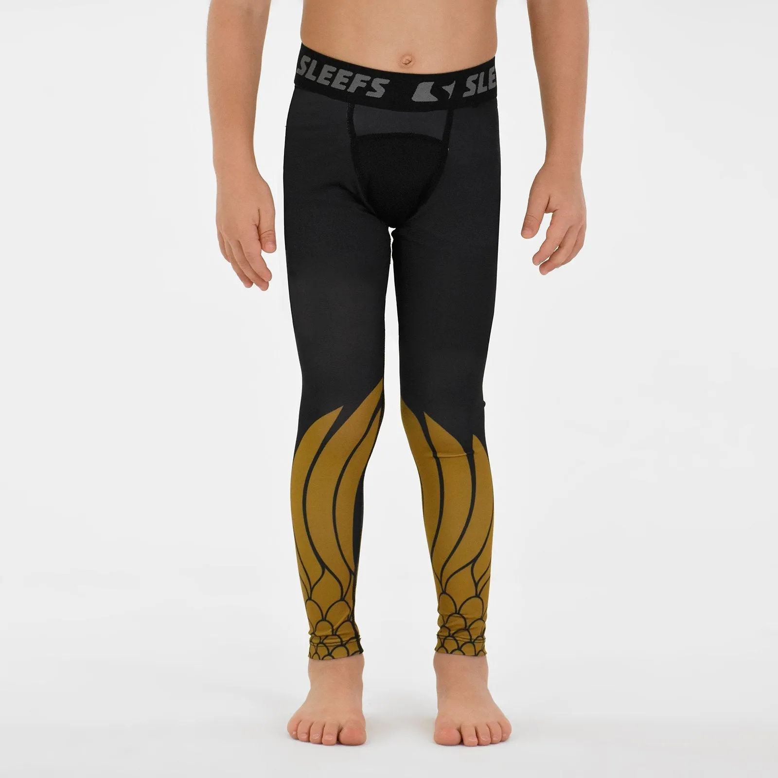 Icarus Black and Gold Kids compression tights / leggings