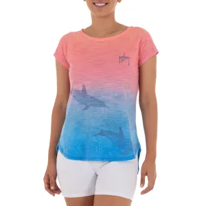 Ladies Dolphin Time Short Sleeve Pink Slub Tee