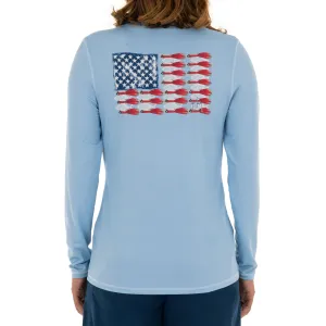 Ladies Lure Americana Long Sleeve Blue Sun Protection Top