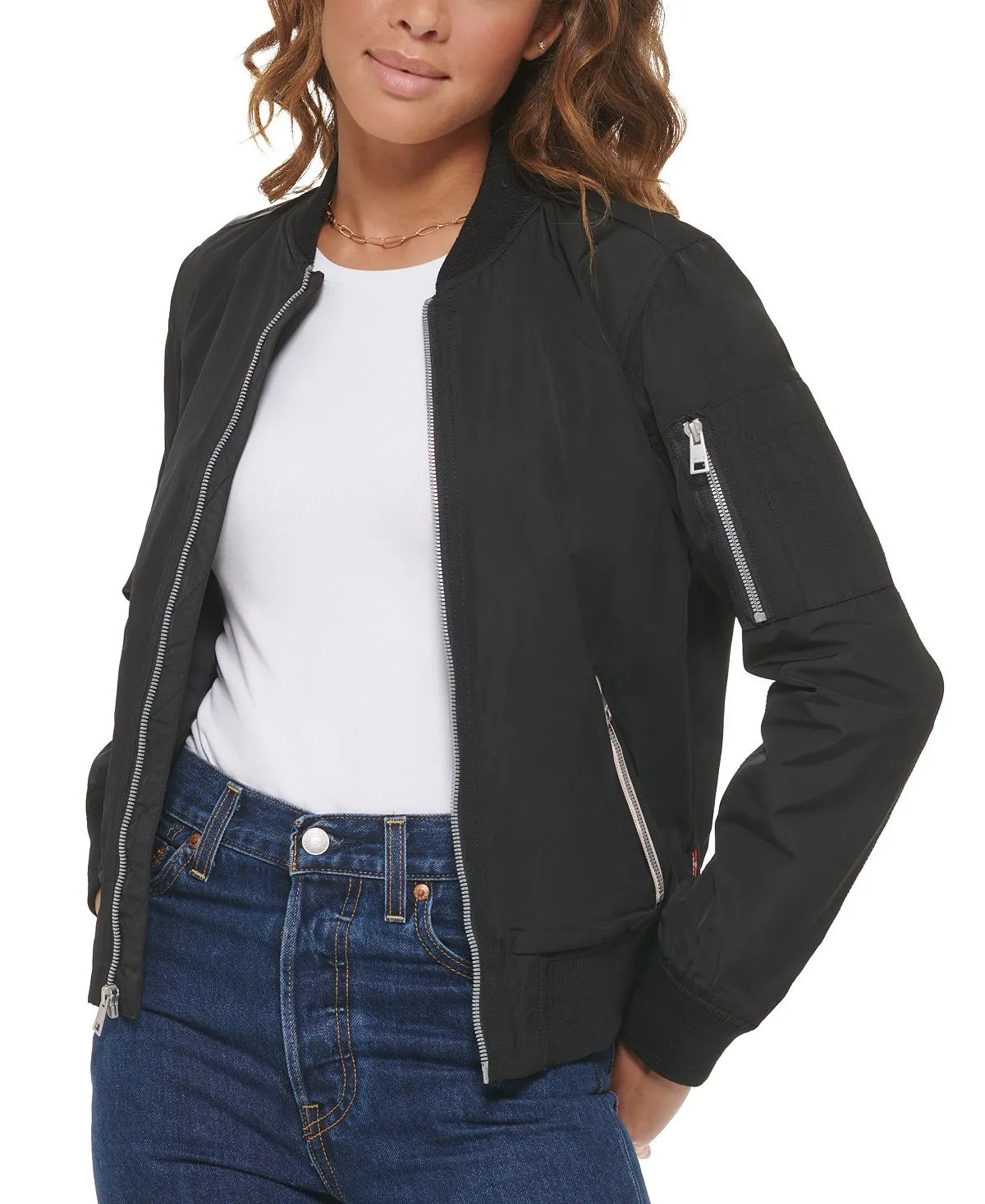 Levi's Women's Lightweight Zip Bomber Jacket, Black