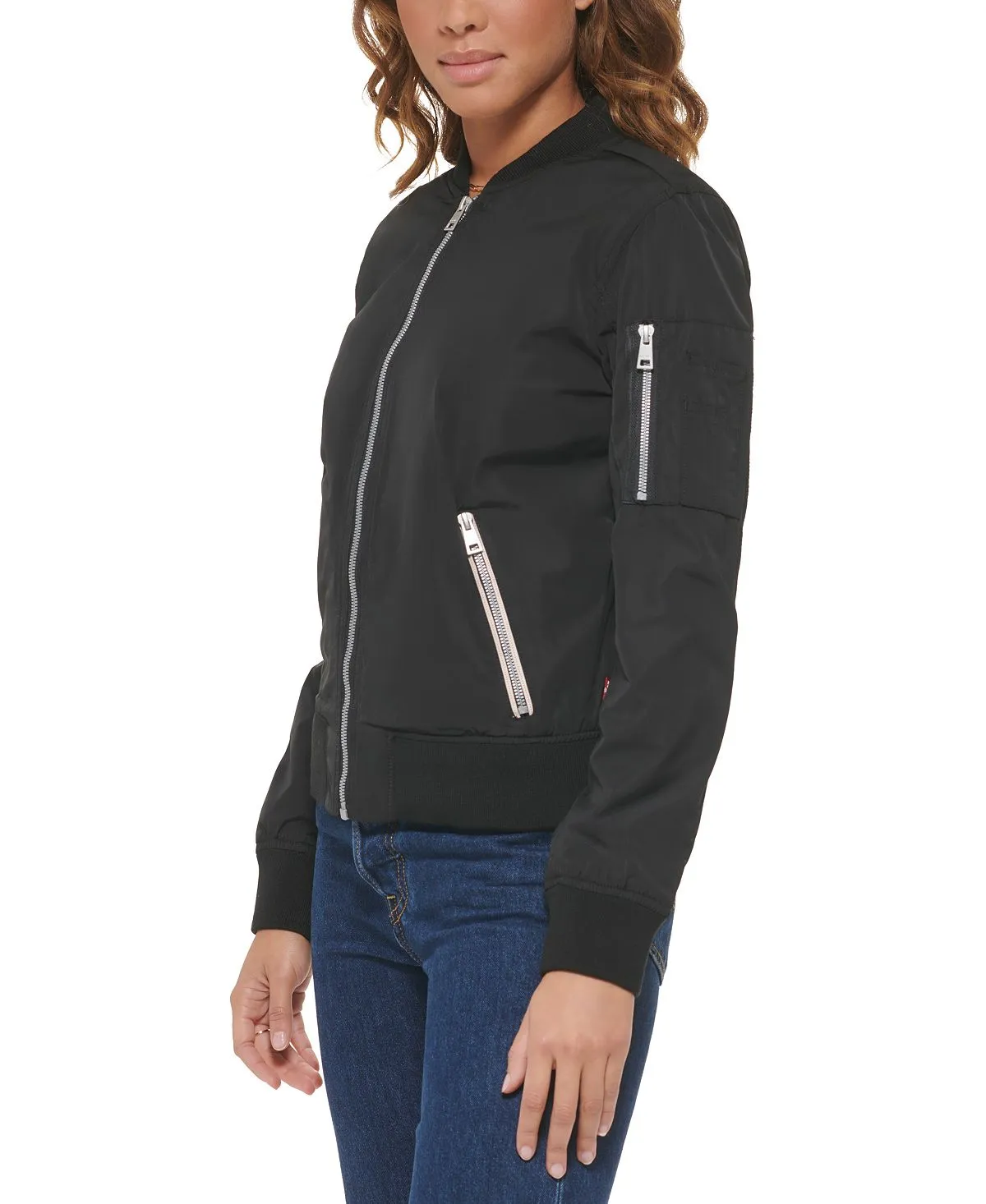 Levi's Women's Lightweight Zip Bomber Jacket, Black