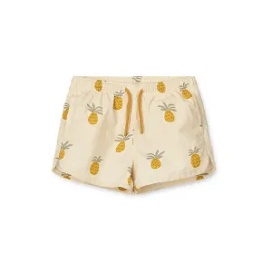 Liewood Aiden Printed Board Shorts - Pineapples - Cloud Cream