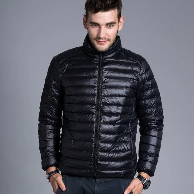 Men casual warm Jackets solid thin breathable Winter Jacket Mens outwear Coat Lightweight parka Plus size XXXL hombre jaqueta