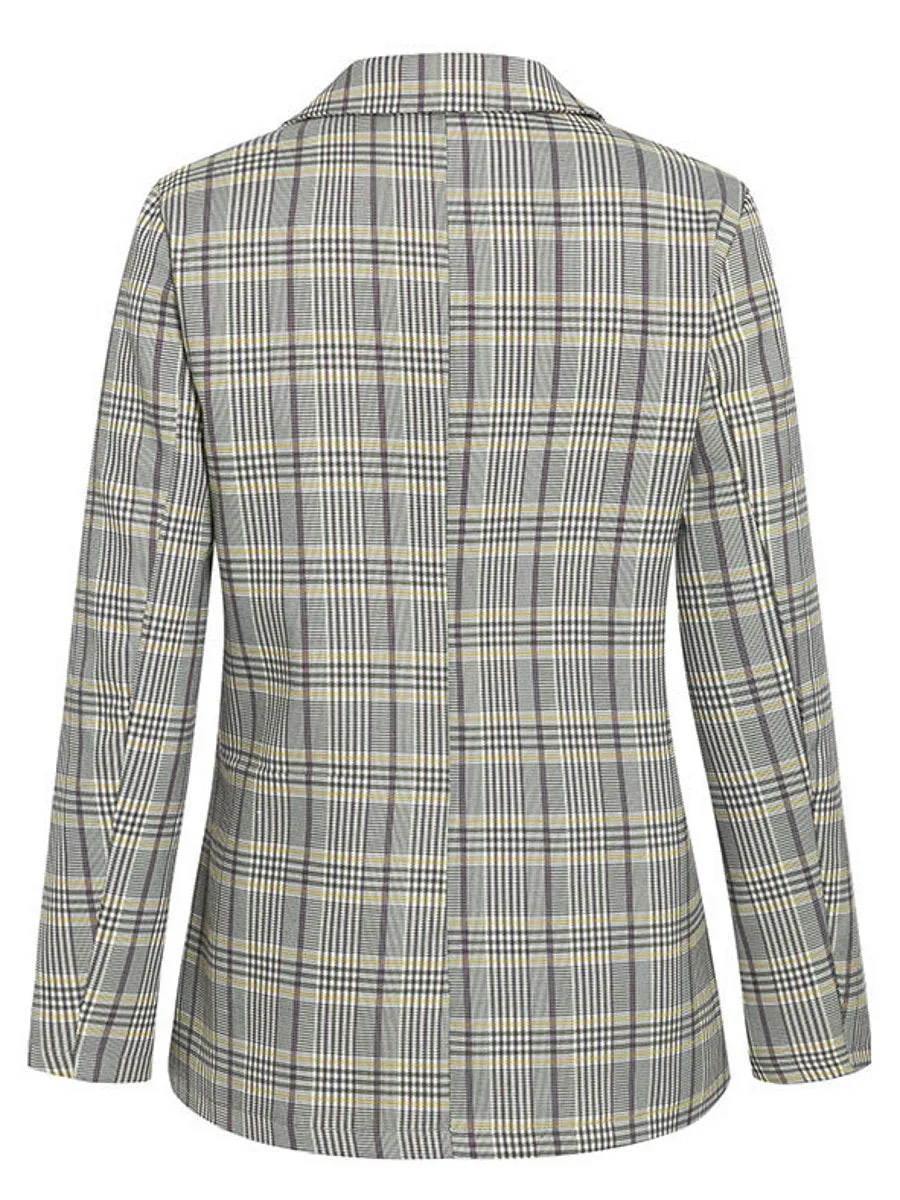 Modern Plaid Blazer Jacket - Multicolored