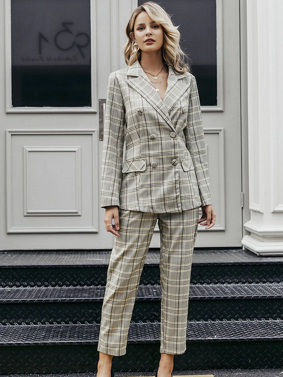 Modern Plaid Blazer Jacket - Multicolored