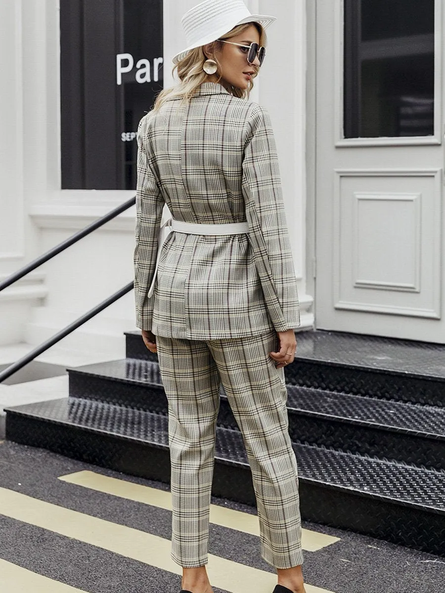 Modern Plaid Blazer Jacket - Multicolored