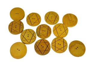 Mustard Stars 2 Hole Wooden Buttons - 60L