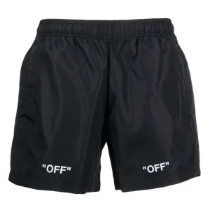 OFF-WHITE  "OFF" Writing Design Swim Shorts Black