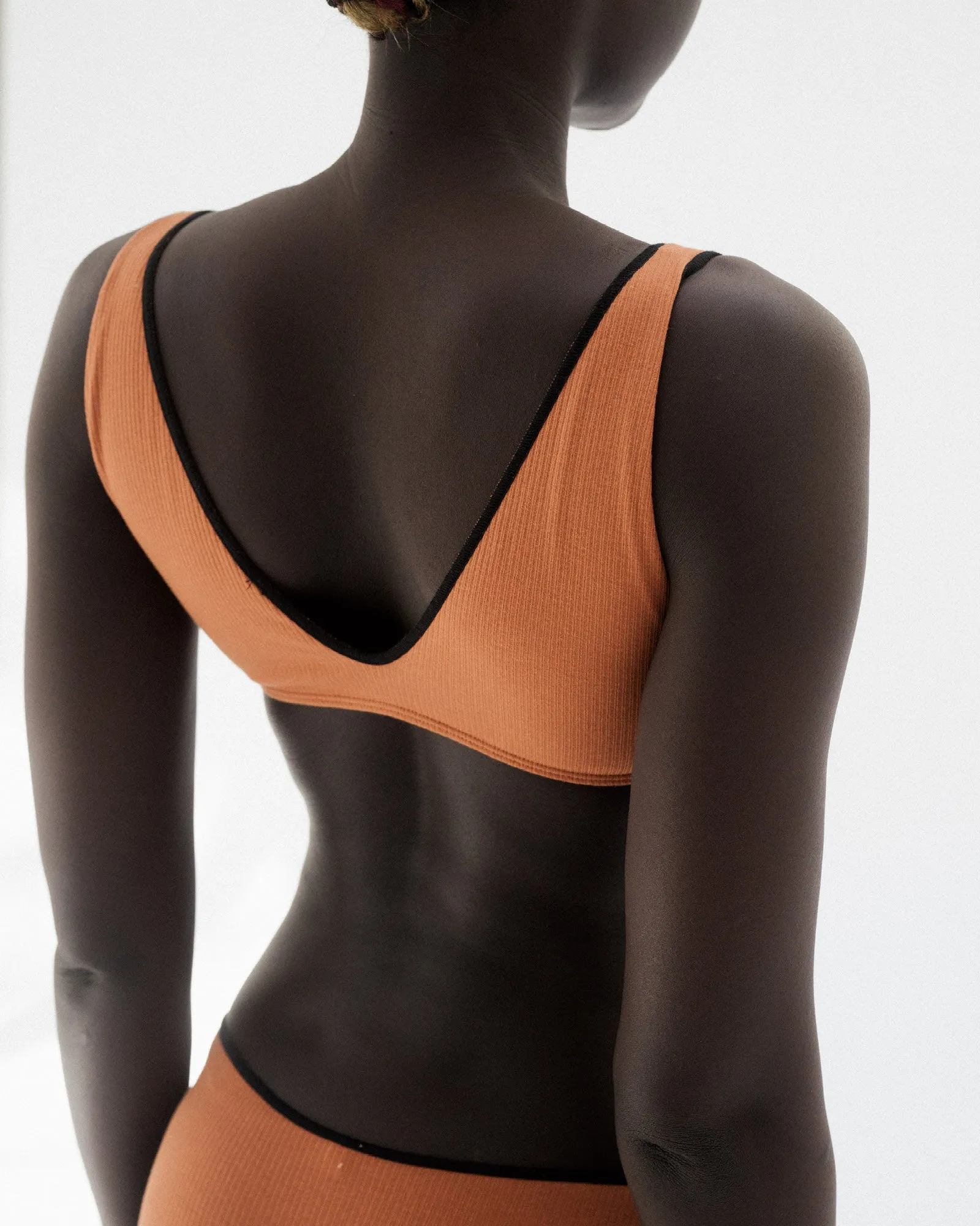 Pam Bra - Fine Cotton Rib - Dre Orange / Black