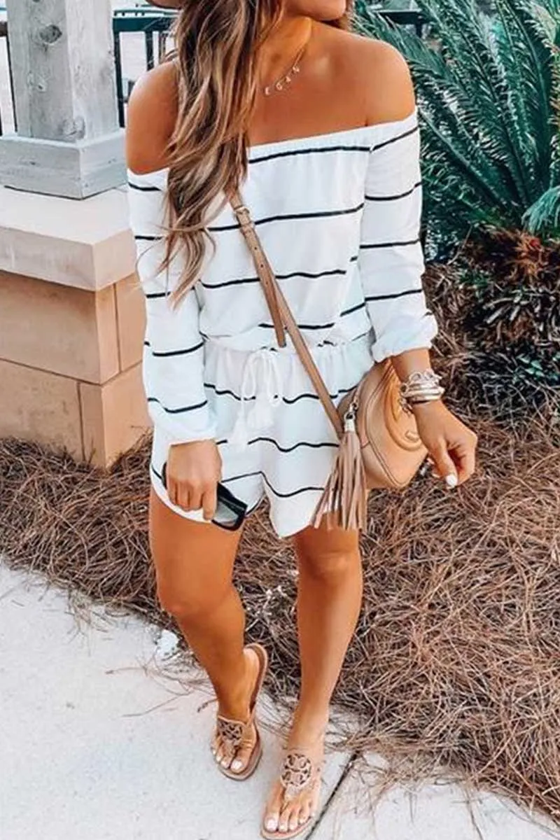 Plants Print Graceful White Romper