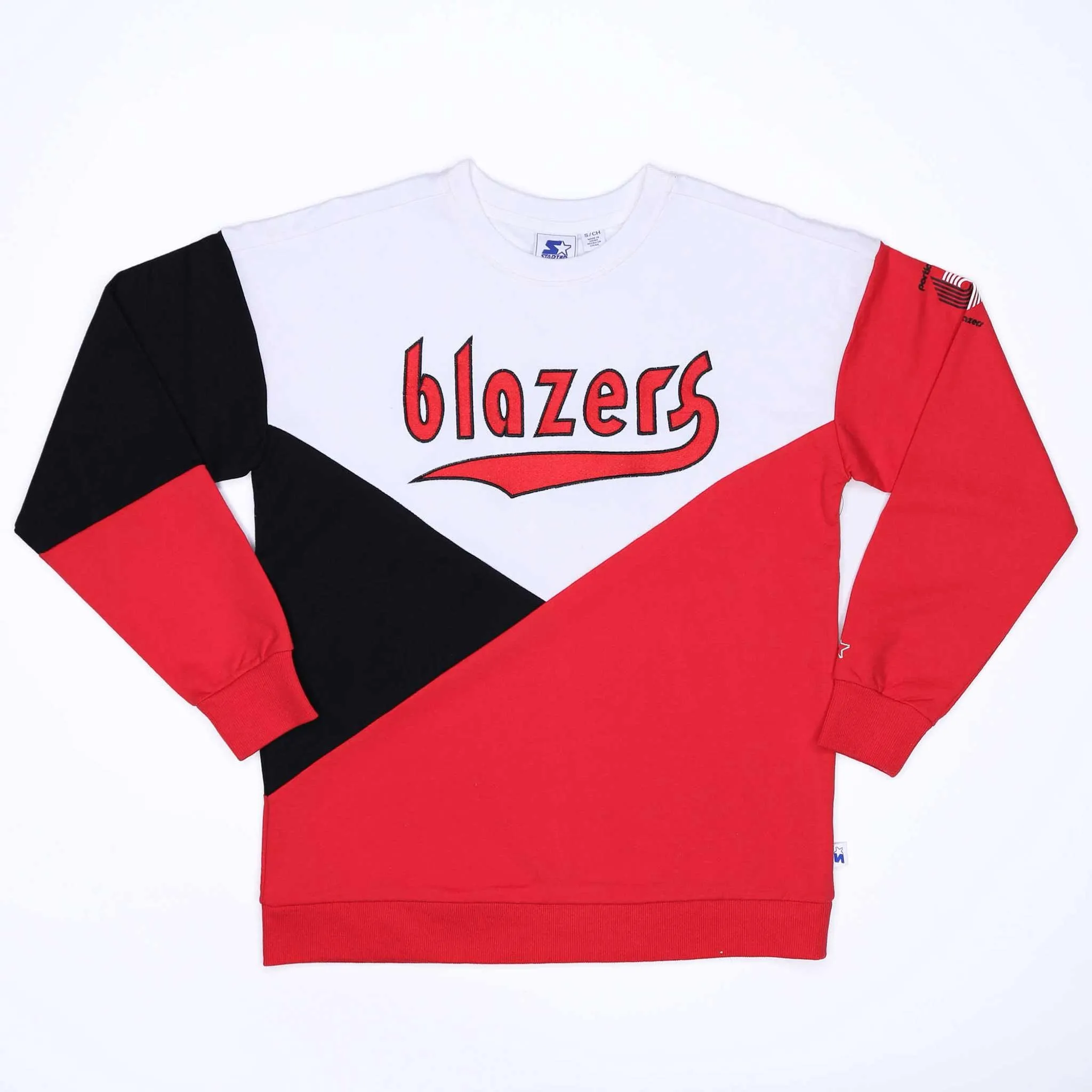 Portland Trail Blazers Starter Women's Color Blocked Retro Script Crewneck