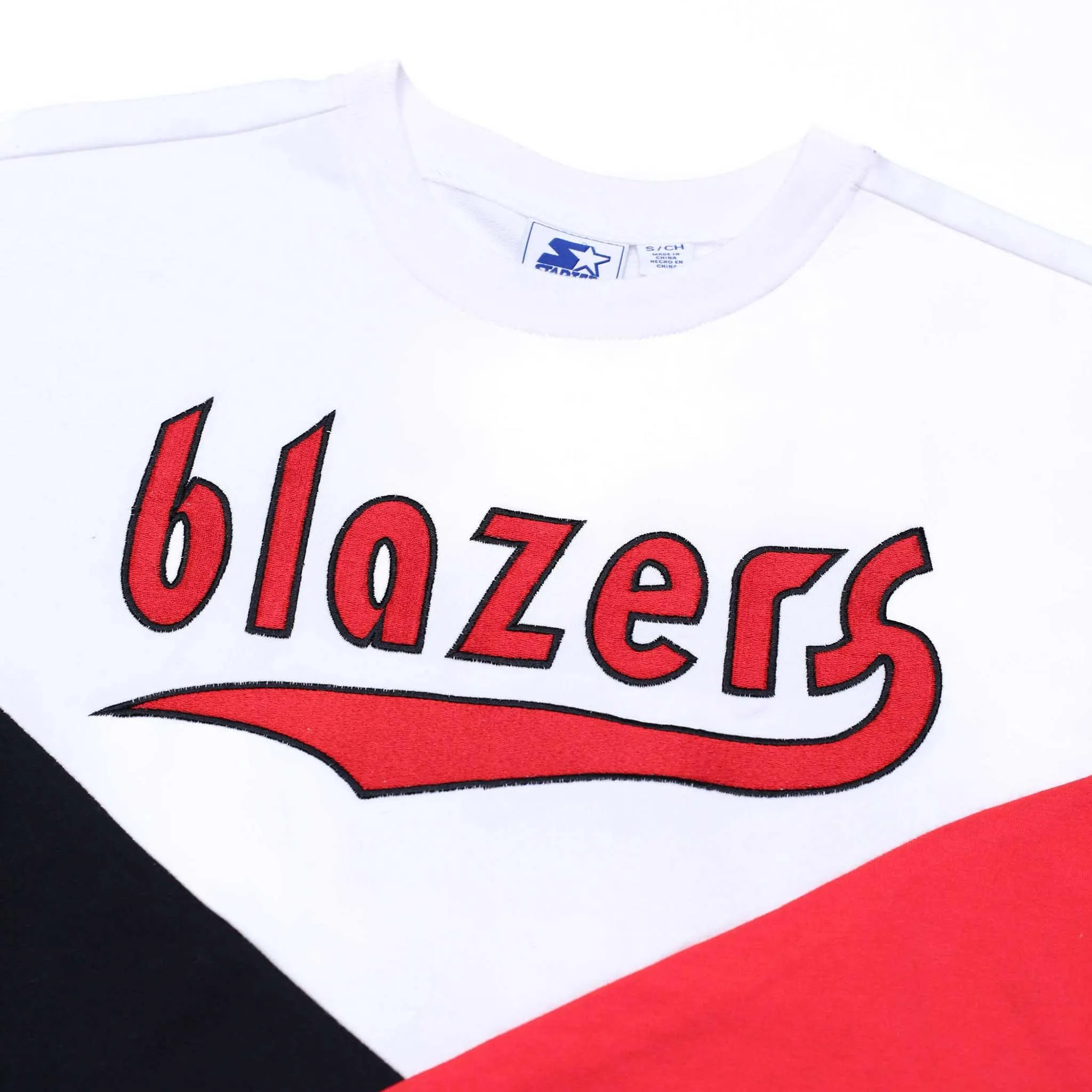 Portland Trail Blazers Starter Women's Color Blocked Retro Script Crewneck