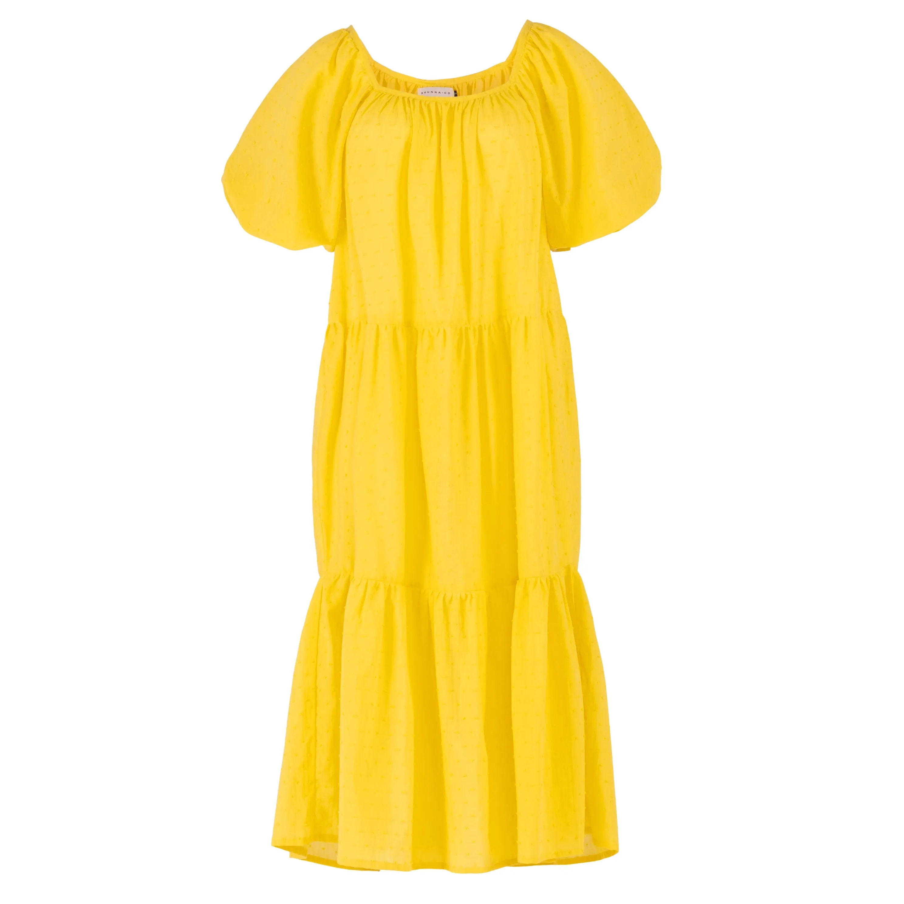 ROSEMARY Dotted Cotton Dress, in Sunflower Yellow by BrunnaCo