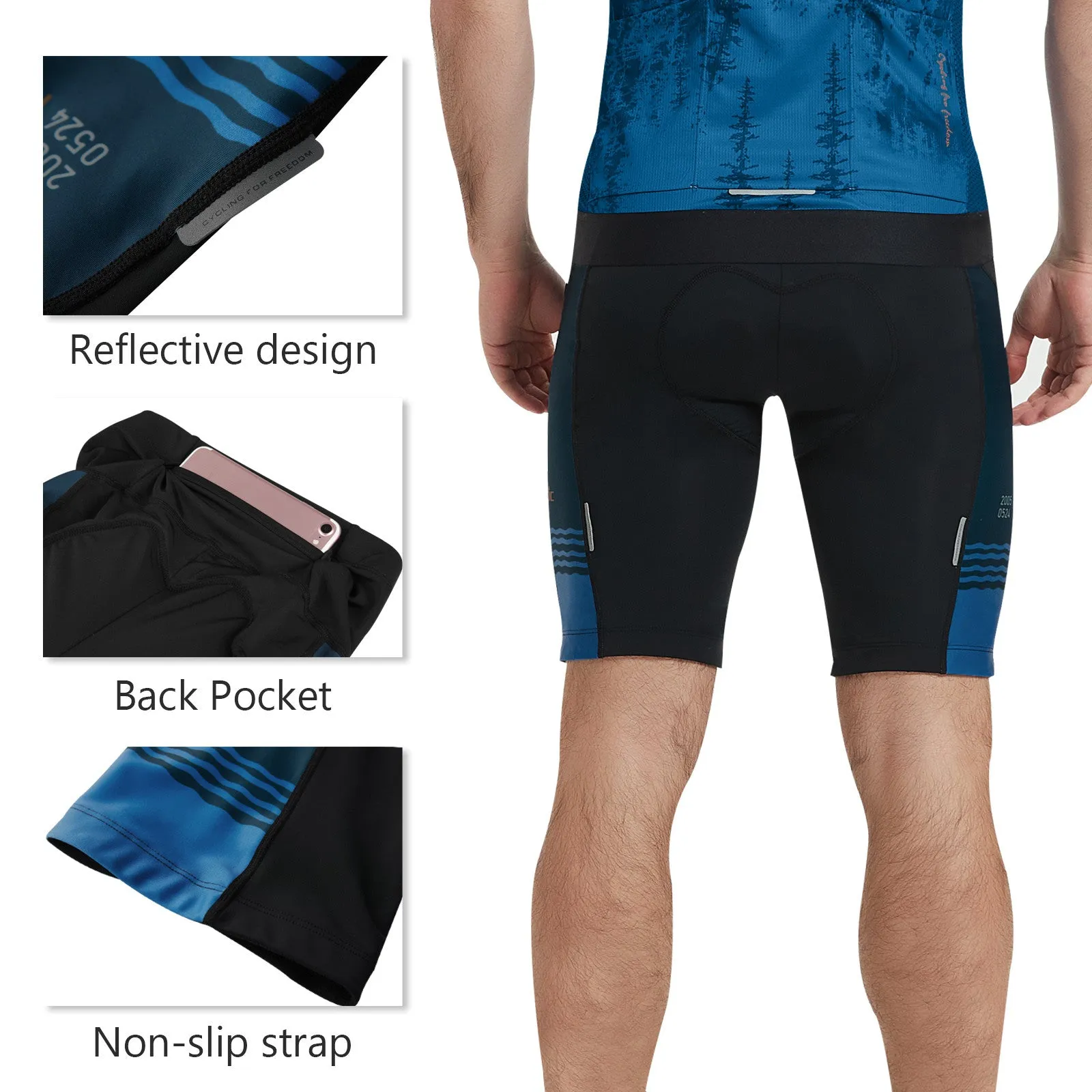 Santic Men's Cycling Jersey Short Sleeves Breathable Blue