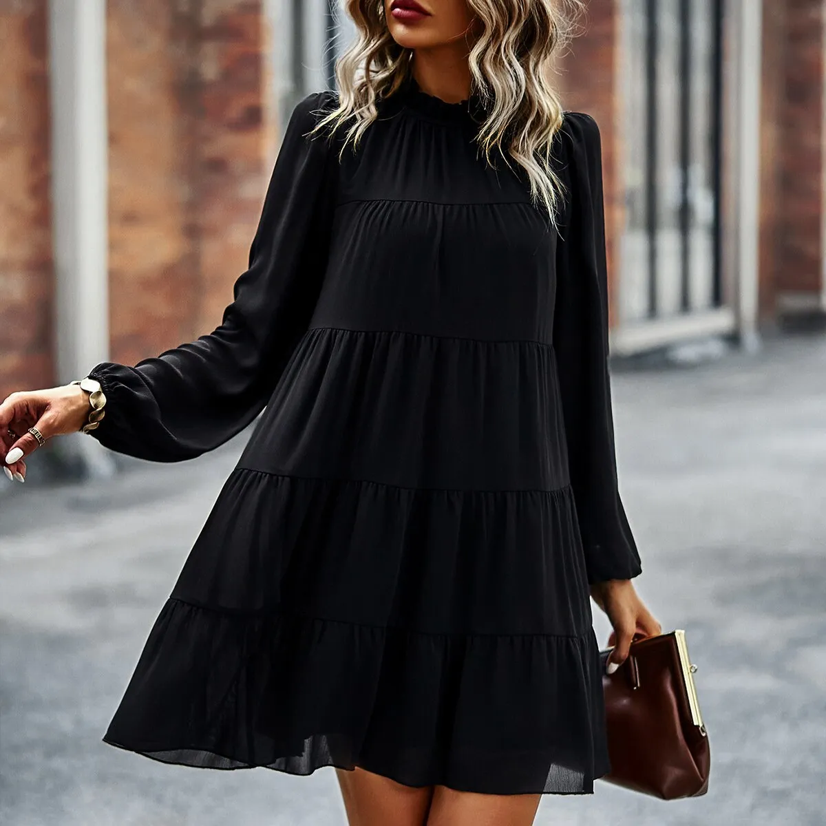 Stand Collar Graceful Loose Dresses