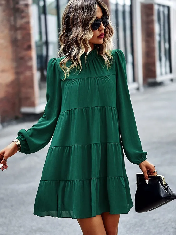 Stand Collar Graceful Loose Dresses