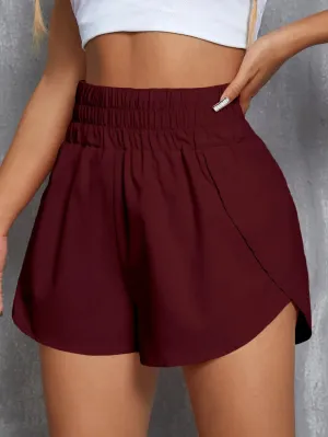 Summer Fashion Sports Loose Elastic Waist Casual Solid Color Comfortable Shorts for Women