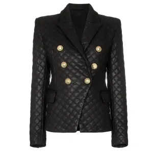 The Cynthia Quilted Faux Leather Blazer