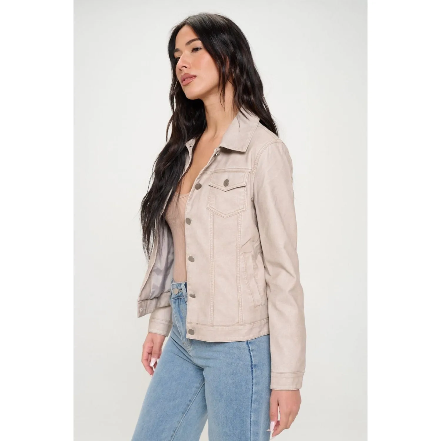 The Dylan Cream Vegan Leather Jacket