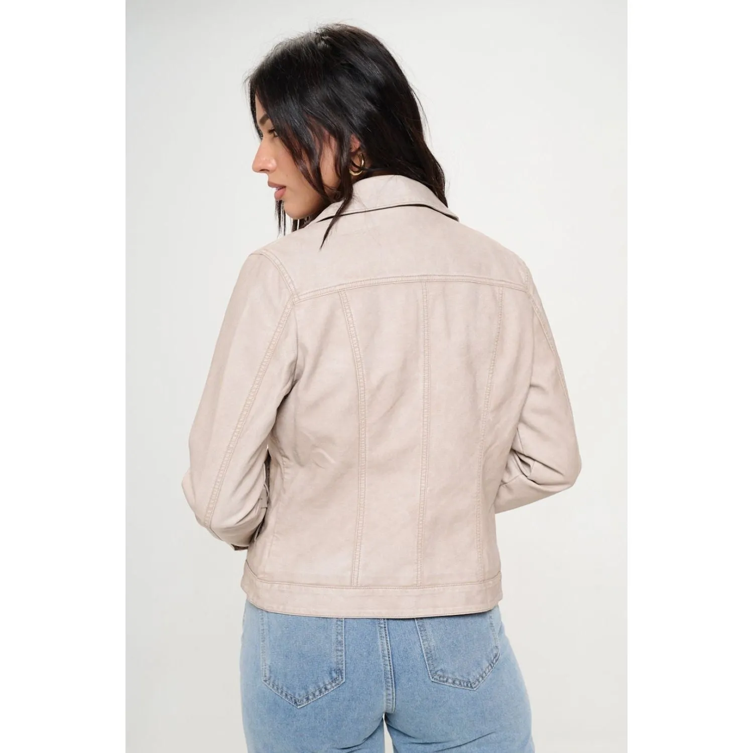 The Dylan Cream Vegan Leather Jacket