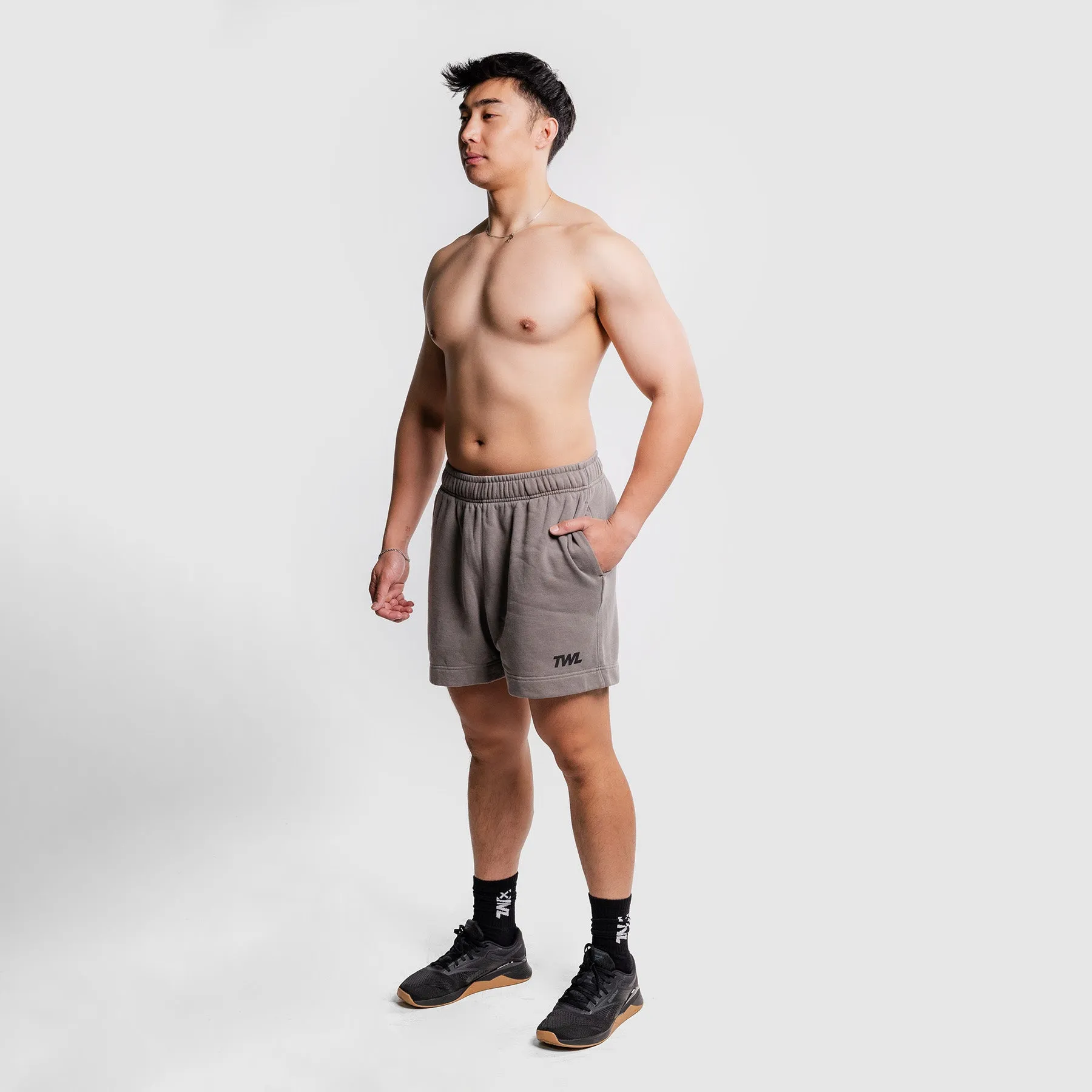 TWL - RELAXED TRACK SHORTS - FADED GREY