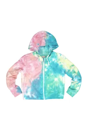 Watercolor French Terry Zip Up Hoodie In Summer Breeze