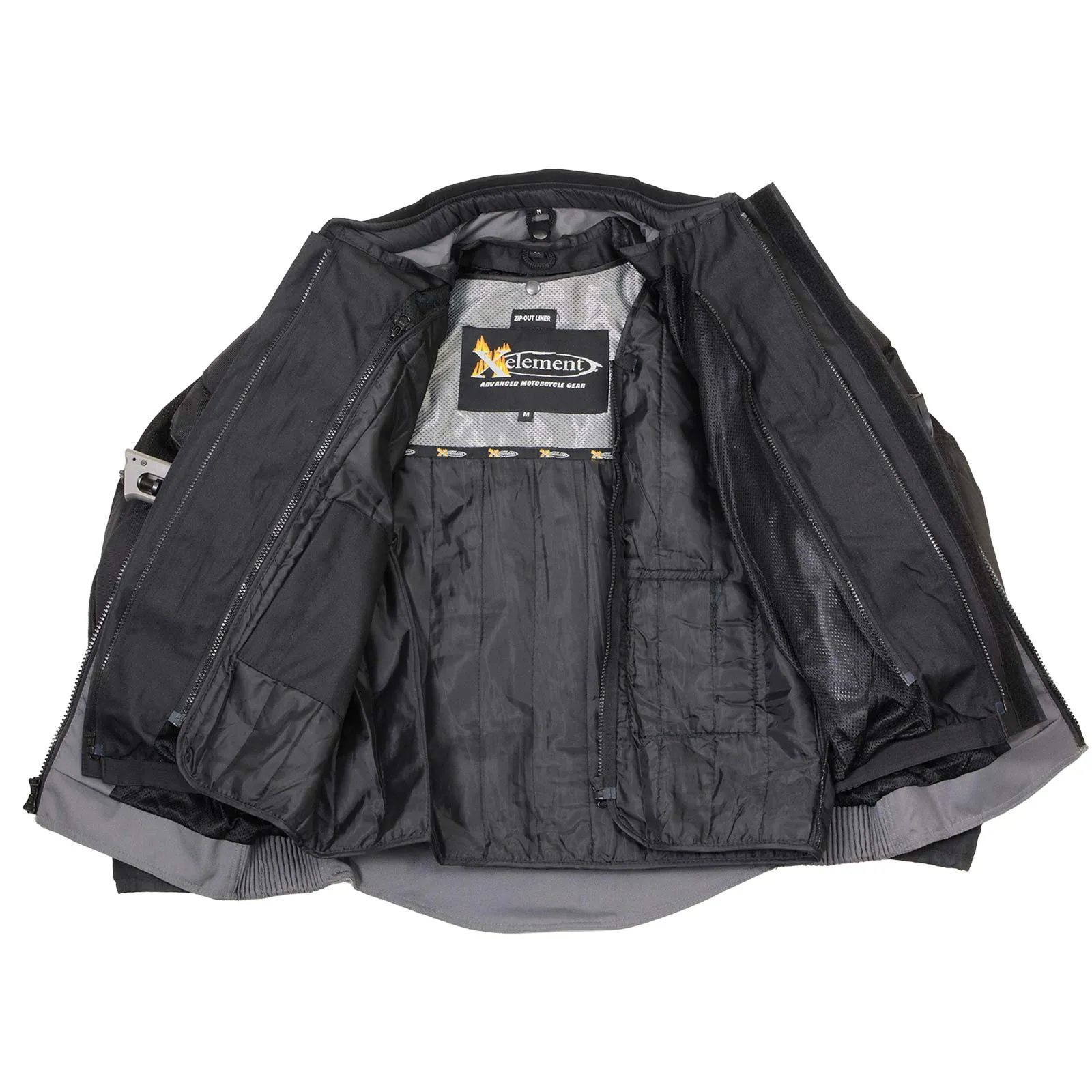 Xelement XS8162 Men's 'Venture' All Season Black with Grey Tri-Tex and Mesh Motorcycle Jacket with X-Armor