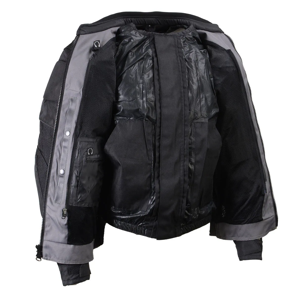 Xelement XS8162 Men's 'Venture' All Season Black with Grey Tri-Tex and Mesh Motorcycle Jacket with X-Armor